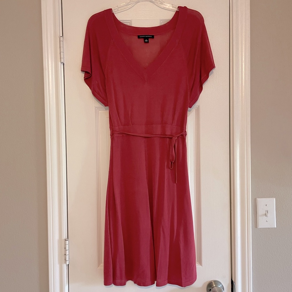 BR tie-waist flutter sleeve sweater dress